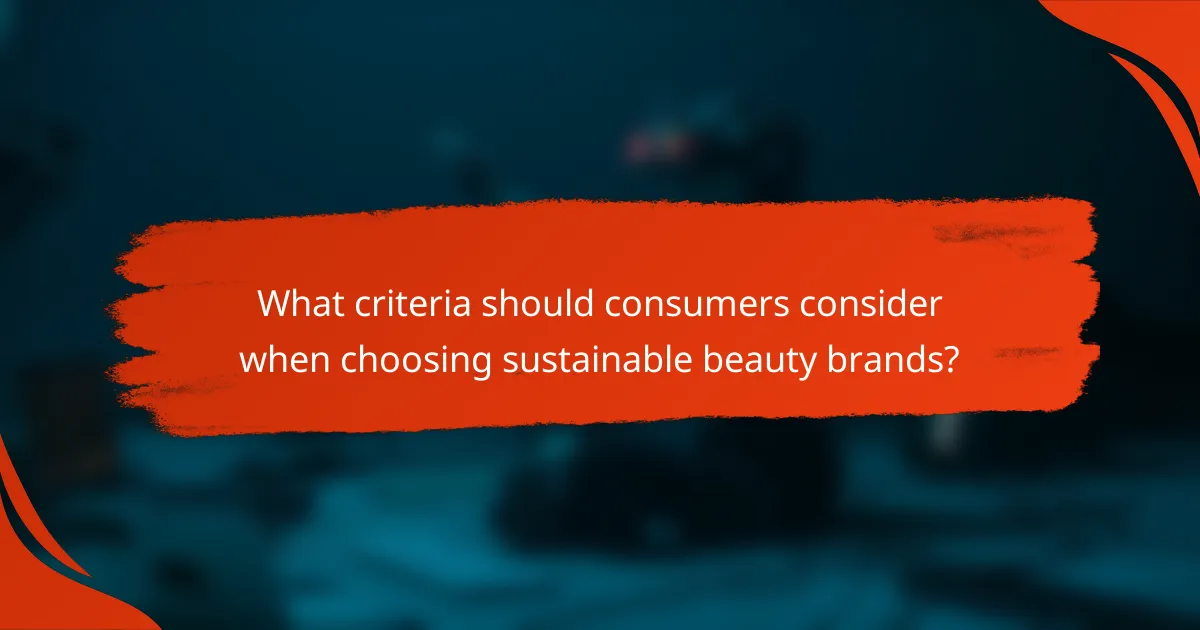 What criteria should consumers consider when choosing sustainable beauty brands?